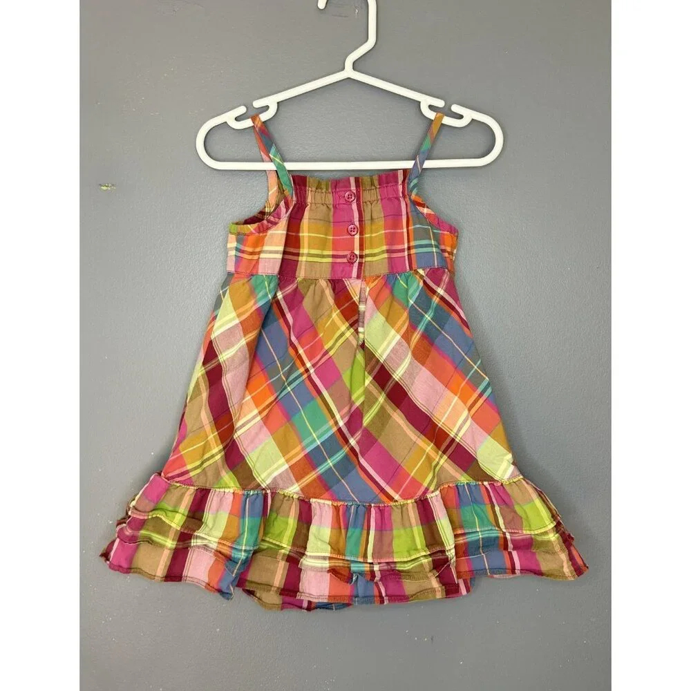 Janie and Jack Sundress Girls 12-18 Months Madras Plaid Tiered Ruffle Bow Cotton